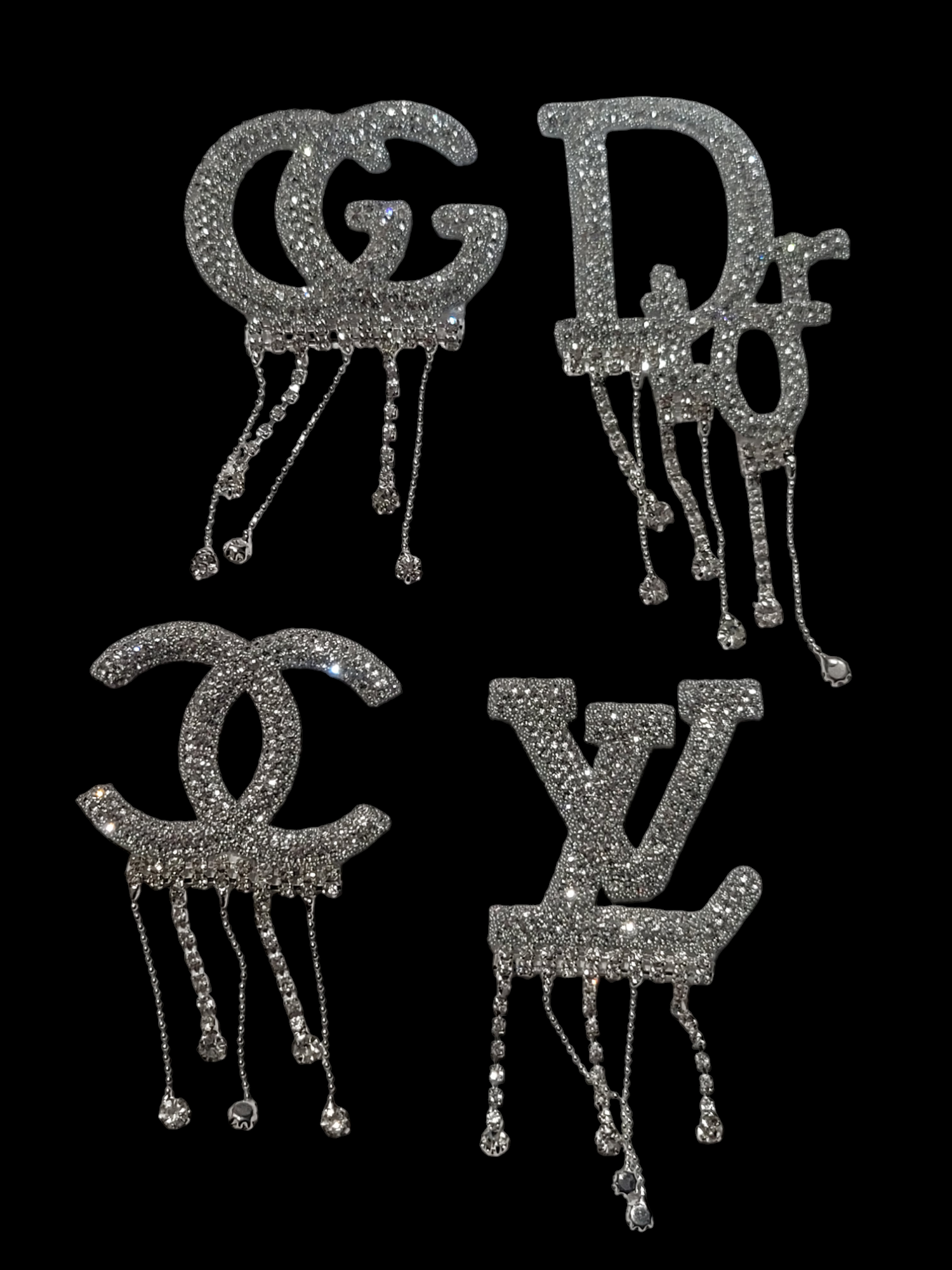 4pc LUXURY DESIGNER INSPIRED SILVER PATCHES