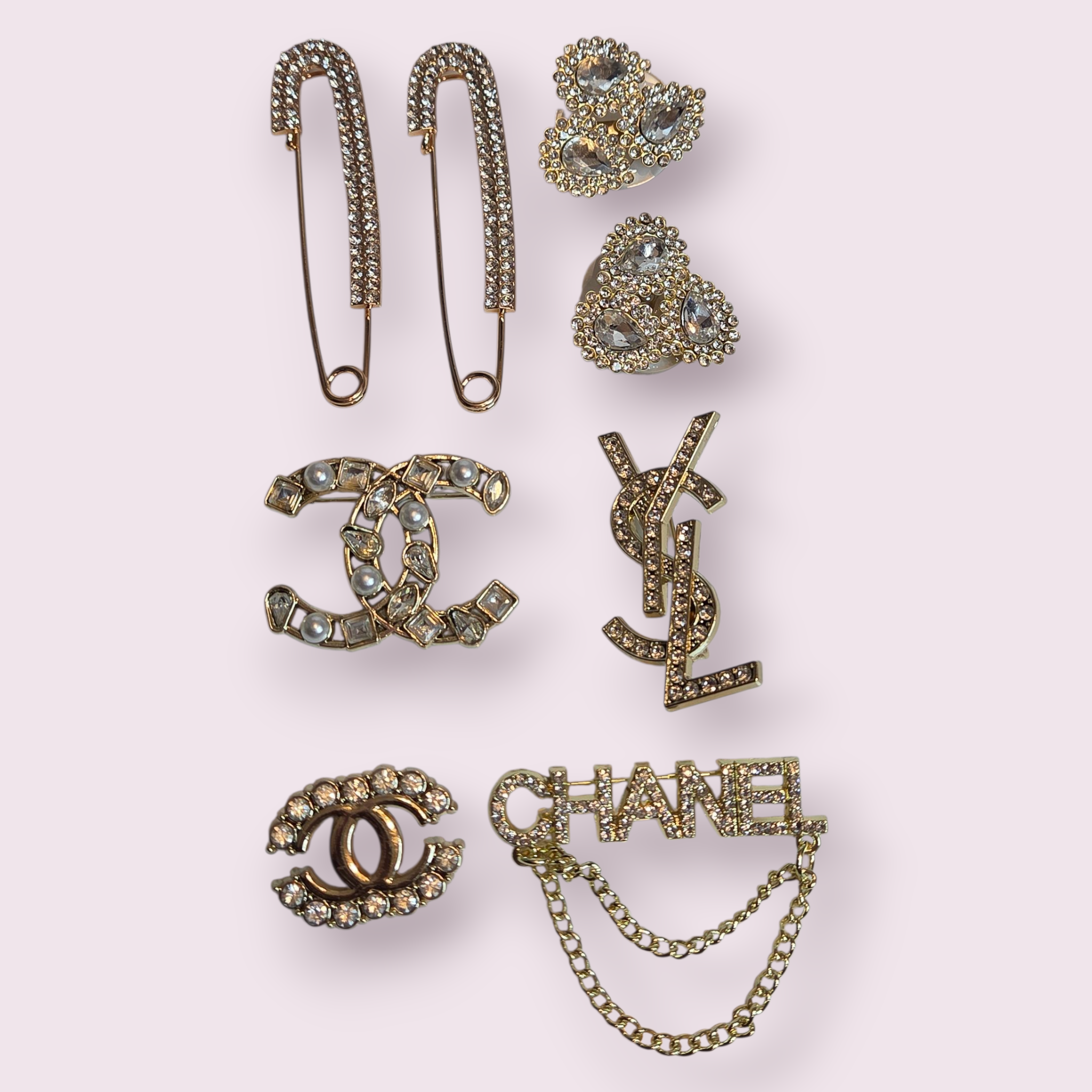 8pc LUXURY INSPIRED  SET (BROOCHES ONLY)