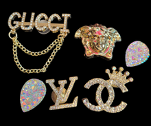 Load image into Gallery viewer, 6pc LUXURY DESIGNER INSPIRED SHOE CHARMS *INCLUDES FREE BLING CHARMS GIFT*
