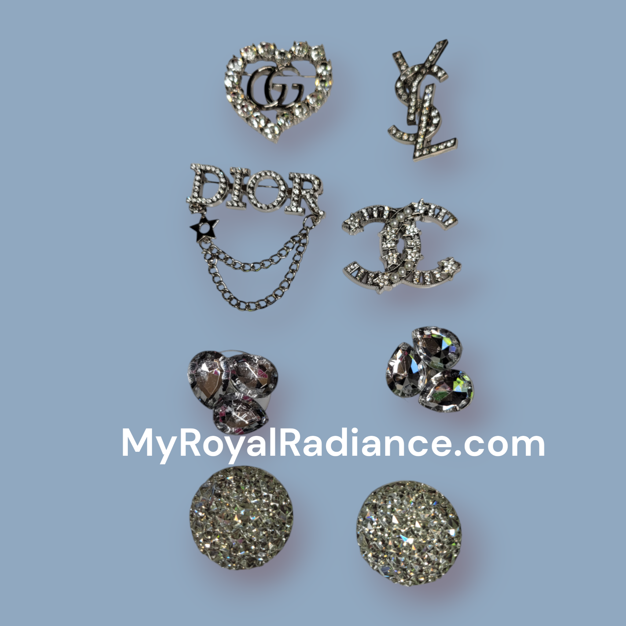 8pc LUXURY INSPIRED BLING BROOCH PIN SET BROOCHES ONLY My Royal Radiance
