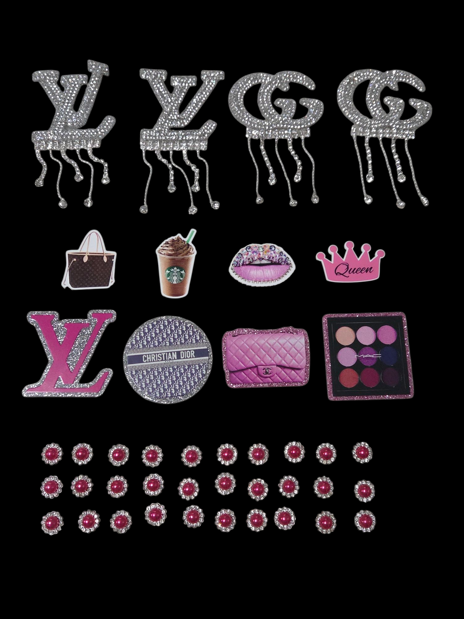 42pc LARGE PLANARS & PATCHES CHARMS BLING BUNDLE SET