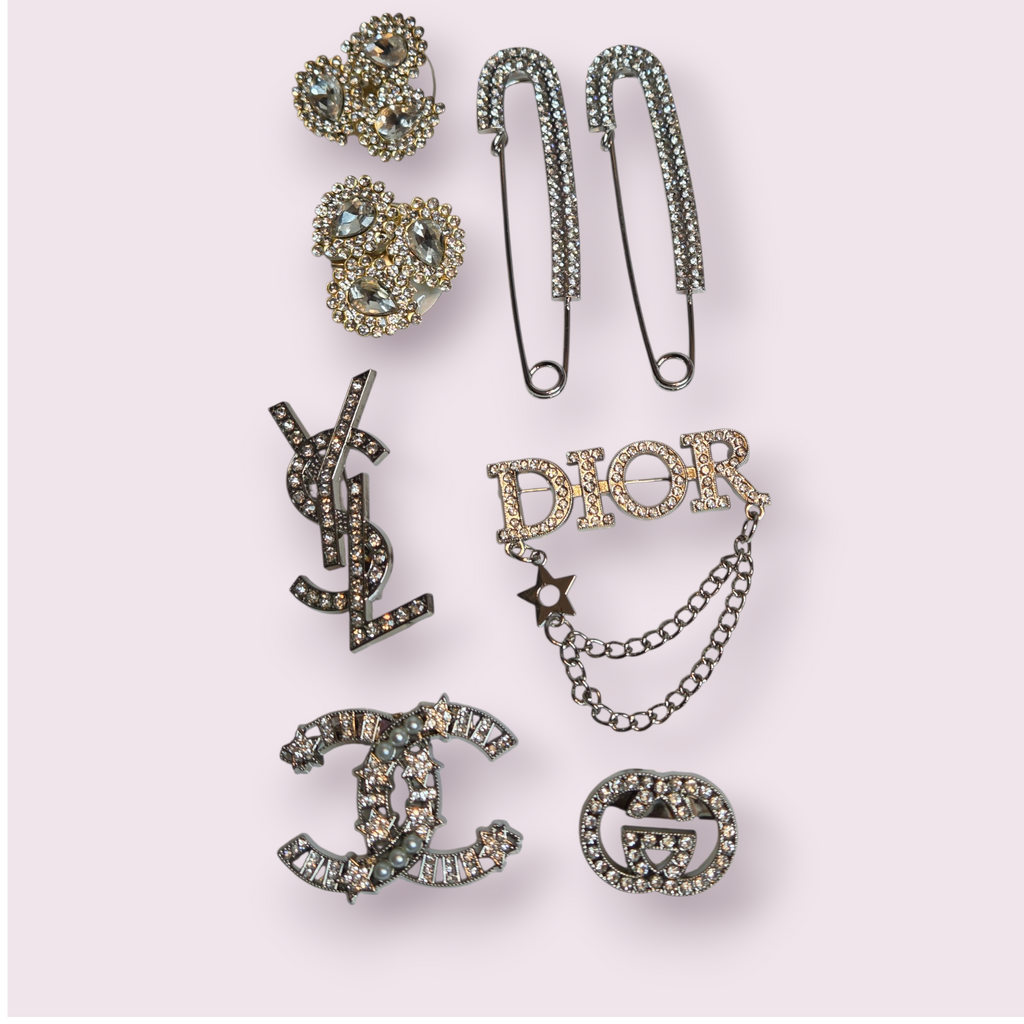 8pc LUXURY INSPIRED & BLING BROOCH PIN SET (BROOCHES ONLY)