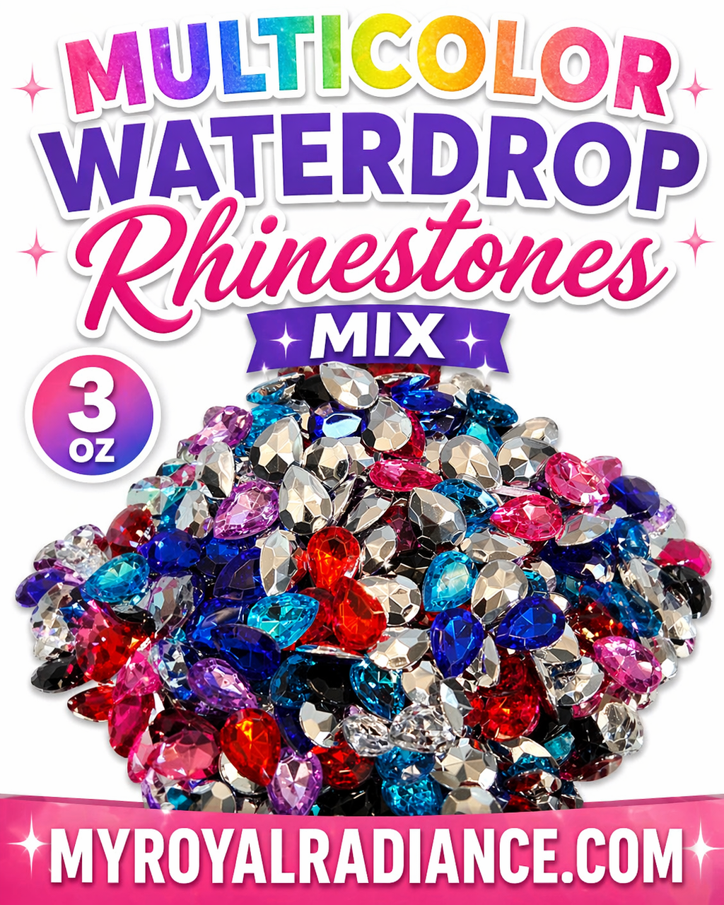 MULTICOLOR WATERDROP RHINESTONES MIX