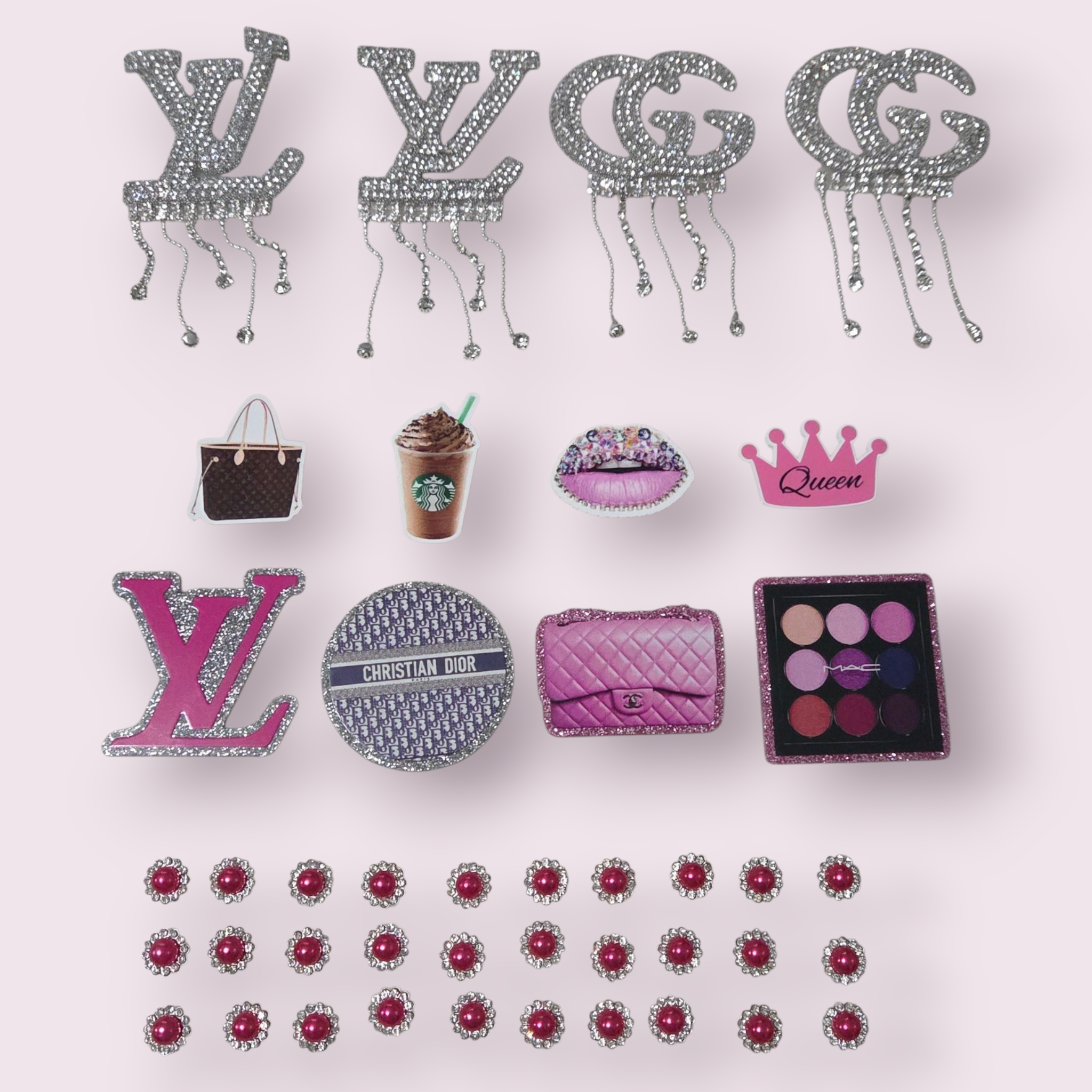 42pc LARGE PLANARS & PATCHES CHARMS BLING BUNDLE SET
