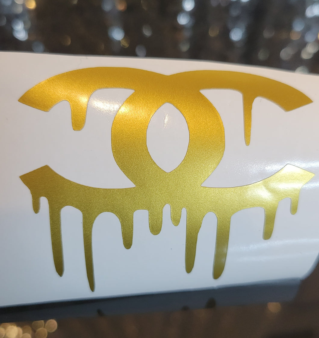 2x CHANEL DRIP INSPIRED GOLD DECALS